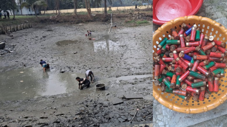 দাগনভূঞা থানার পুকুরে মিলল ২১৯ পিস গুলি