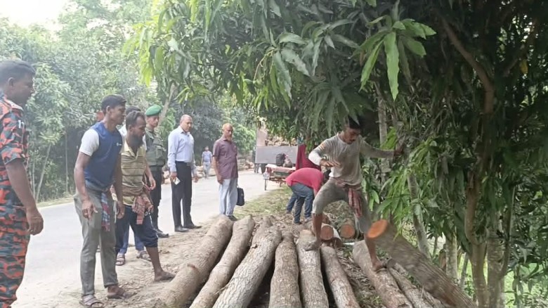 মুকসুদপুরে সড়কের পাশ থেকে ইট-বালু ও গাছের গুঁড়ি সরানোর নির্দেশ