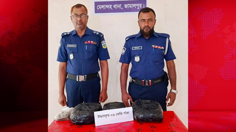 মেলান্দহে পুলিশের অভিযানে বস্তাভর্তি গাঁজা উদ্ধার