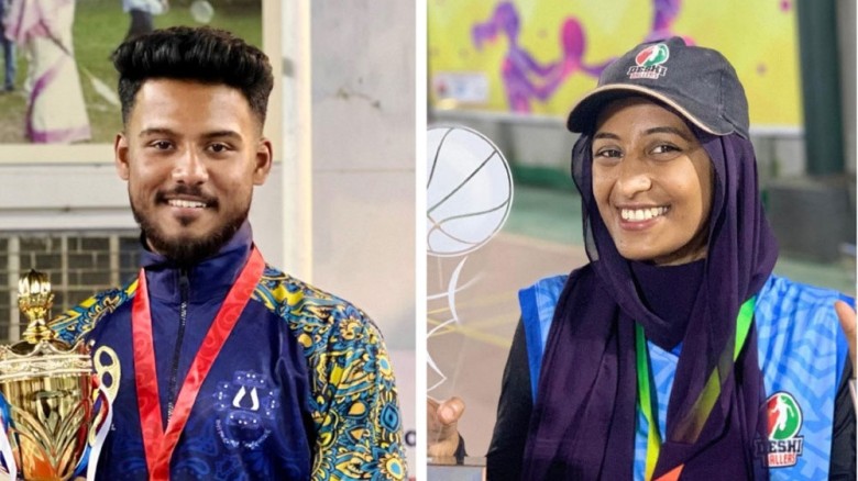 জাবি বাস্কেটবল ক্লাবের সভাপতি আমিন ও সাধারণ সম্পাদক নাবিলা