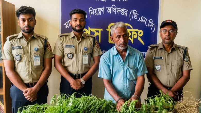 নাটোরে বেগুনক্ষেতে গাঁজা চাষ, গাছসহ আটক ১