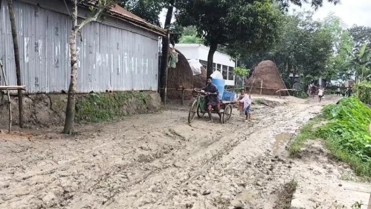 উদ্বোধনের পর উধাও সড়কের ইট, চরম দুর্ভোগে গ্রামবাসী