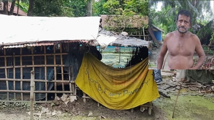 জীর্ণ ঘরে ভোলা দম্পতির মানবেতর জীবনযাপন