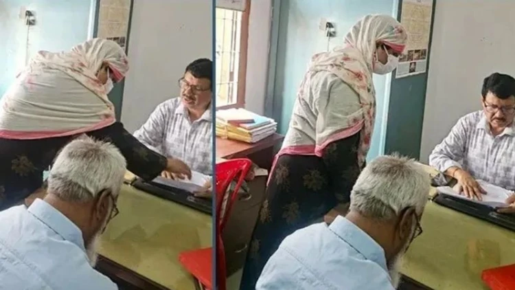 বোরকা পরে ভূমি অফিস পরিদর্শনে ঢাকার ডিসি